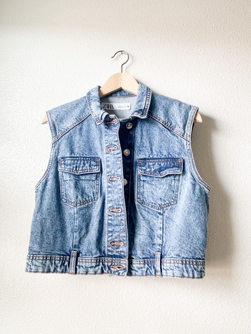 ZARA Light Blue Acid Wash Denim Jacket